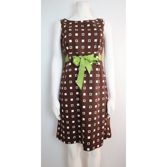 JESSICA HOWARD - WOMEN'S BROWN & WHITE PRINT SHEATH DRESS - SIZE 6 - Picture 1 of 9